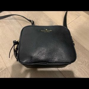 Kate Spade black leather crossbody camera bag